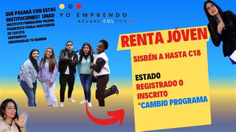 Renta Joven Cambios De Programa Estados Registrado Inscritos Que