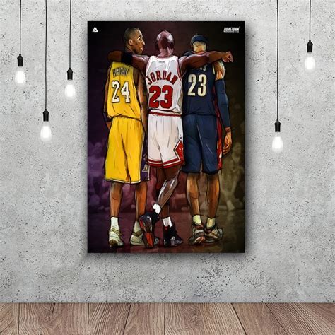 Jordan Kobe Bryant LeBron James Wall Art Paint Wall Decor Canvas Prints ...