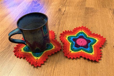 Rainbow Star Coaster Crochet Pattern Pdf File With Step By Etsy Uk