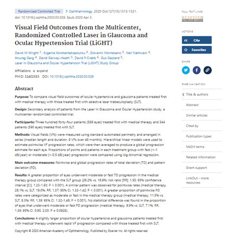 Visual Field Outcomes From The Multicenter Randomized Controlled Laser