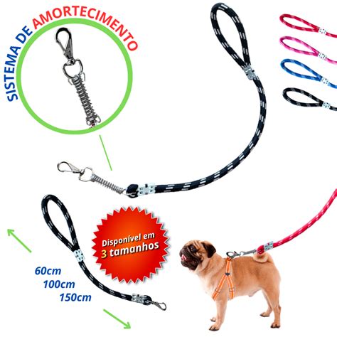 Guia Para Cachorro Reforçada - Guia coleira reforçada com mola amortecedor antipuxão para cachorro ...