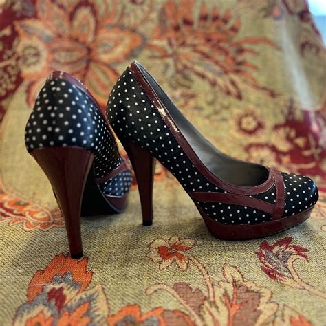 Madden Girl Black White And Maroon Heels Gem