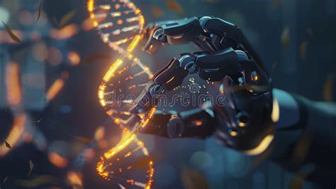 A Robotic Hand Holding A Glowing Digital Representation Of A Dna