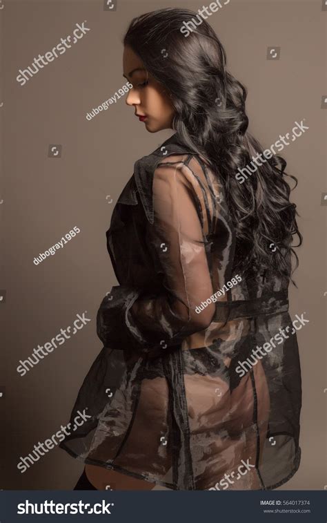 Beautiful Sexy Brunette Black Lingerie Negligee Stock Photo 564017374 Shutterstock