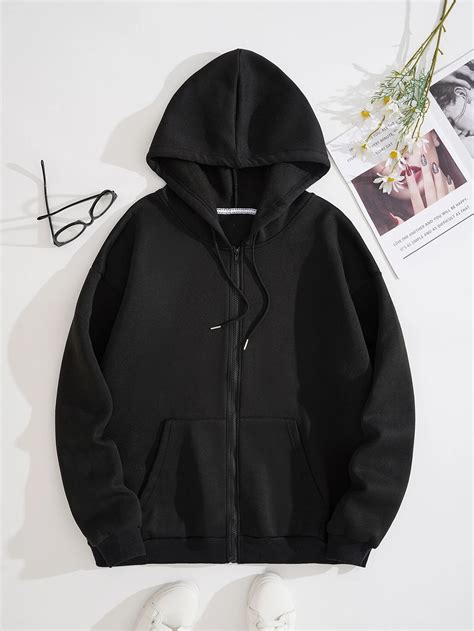 Shein Ezwear Zip Up Drawstring Thermal Lined Hoodie For Sale Australia