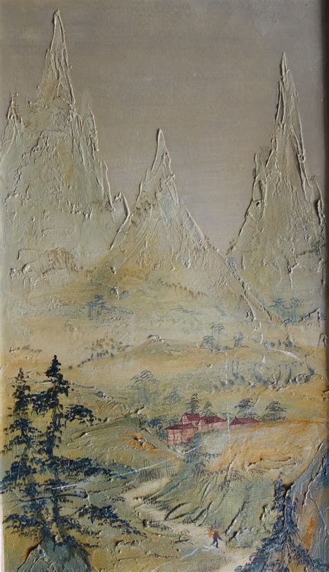 Mara TRAN LONG - Mountain landscape - Signed oil on cardboard - Post War & Modern Art - Plazzart