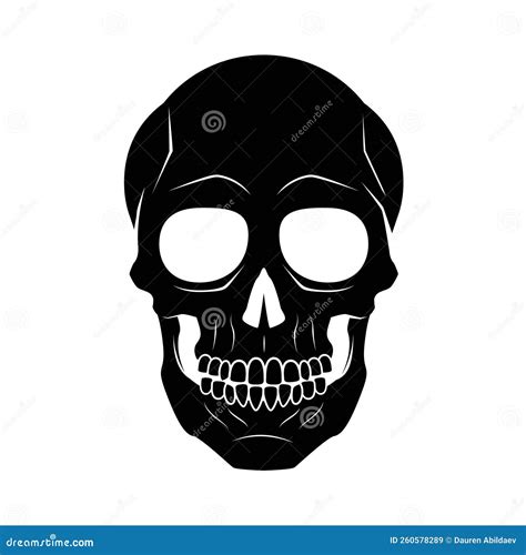 Hand Drawn Halloween Skull Silhouette Vector Illustration Stock Vector ...