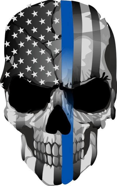 Thin Blue Line Decal Skull Skull Blue Line Usa Version 2 | Etsy