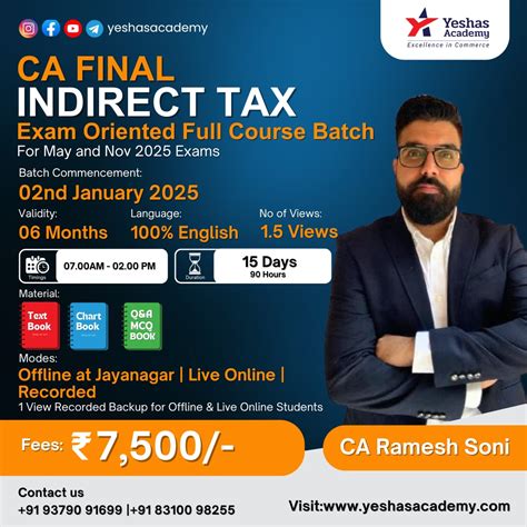 CA Final IDT Exam Oriented Regular Batch For May 2025 November 2025