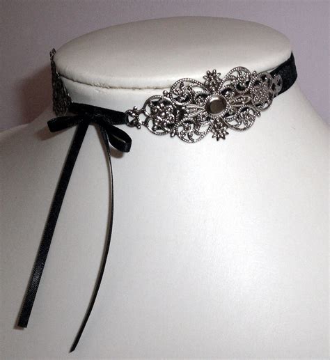 Corset Choker Gothic Black Velvet Bow Necklace Collar Etsy