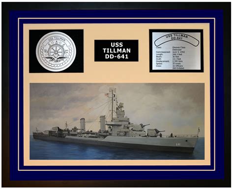 USS TILLMAN DD-641 Framed Navy Ship Display Burgundy – Navy Emporium