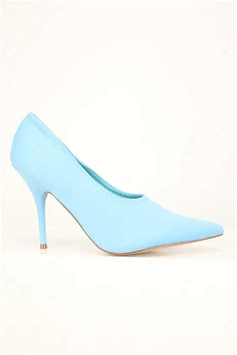 Sexy Blue Pointy Toe Single Sole High Heels Pumps Lycra Amiclubwear