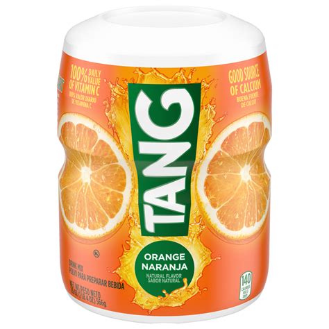 Tang Orange Flavor Drink Powder Vitamin C And Calcium Mix With Water Caffeine Free 20 Oz Jar