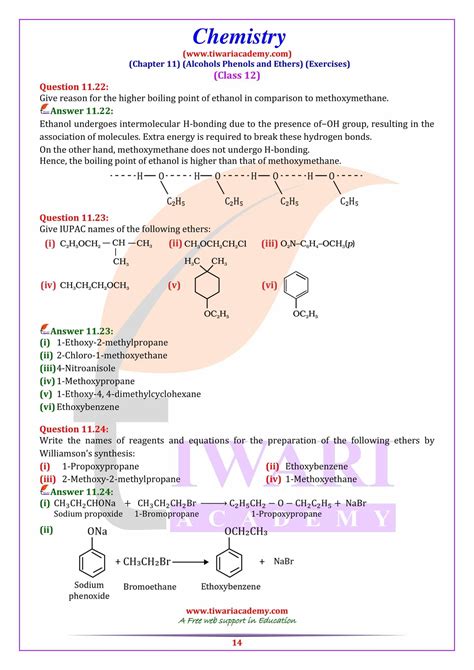 Ncert Solutions For Class 12 Chemistry Chapter 11 Alcohol Phenol Ether