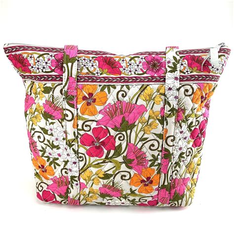 Vera Bradley Pink Orange Yellow Floral Quilted Zip To Gem