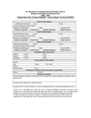 Religious Education Registration Doc Template Pdffiller