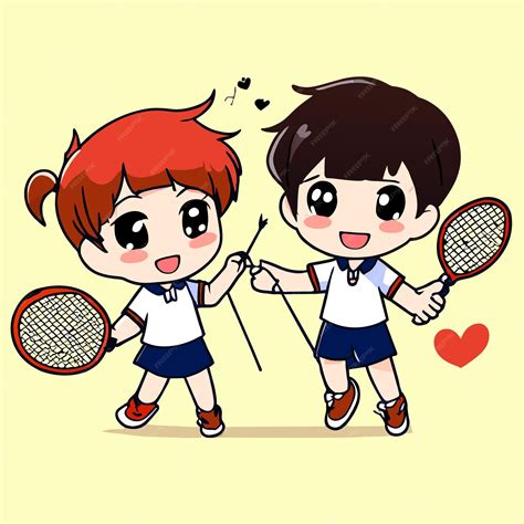 Premium Vector | Cartoon Illustration of Kids Enjoying Badminton Game