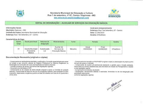 Edital de Designação – Auxiliar de Serviços da Educação Básica – Escola ...