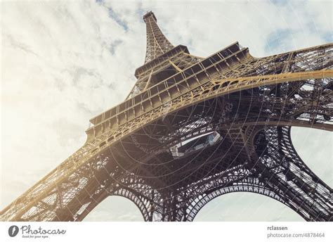 Pariser Eiffelturm Und Fluss Seine Bei Sonnenuntergang In Paris