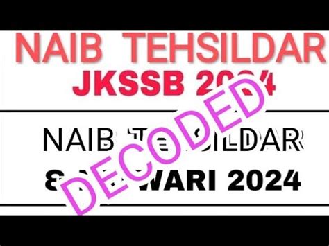 Jkssb Naib Tehsildar Posts Decoded What Is Actual Total No Of