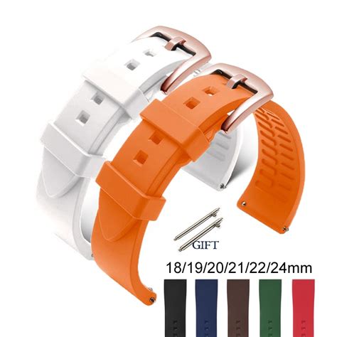 Quick Release Silicone Watch Strap 18mm 19mm 20mm 21mm 22mm 24mm Rubber Watch Band For Women Men