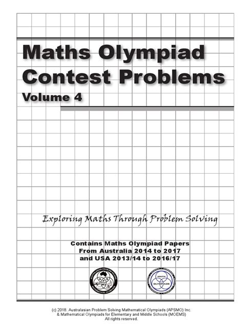 Maths Olympiad Contest Problems Exploring Maths Through Problem