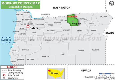 Morrow County Map Oregon