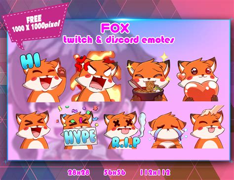 Fox Chibi Twitch Emotes Pack Discord Emotes Pack Emotes For Etsy Uk