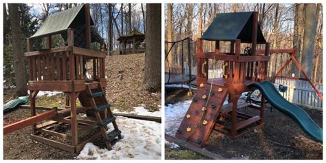 Playset Makeover Playset Makeover Wood Playground Refurbishing