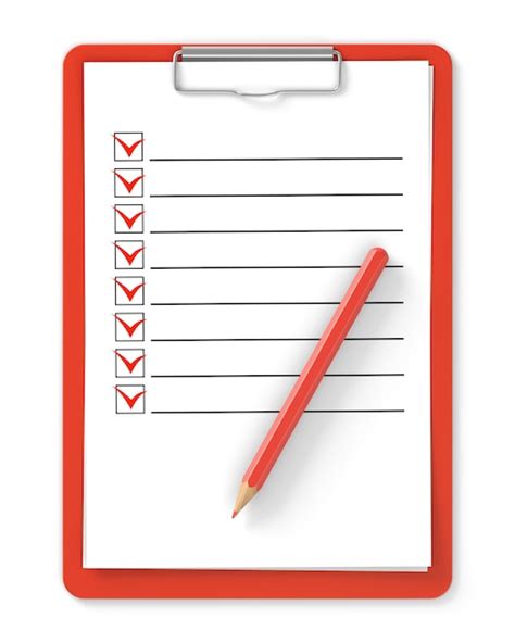 Premium Photo Checklist Red Clipboard And Pencil Isolated On White