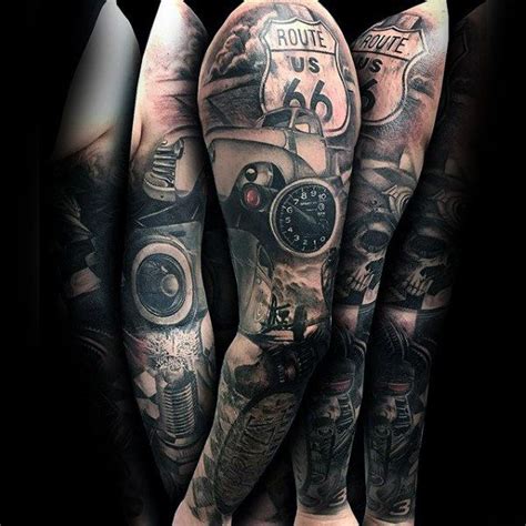 Fabulous Grey Hot Rod Tattoo Mens Full Sleeves Wolf Tattoos Biker