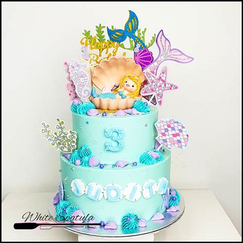 Pastel Blue Mermaid Buttercream Cake | White Spatula | Reviews on Judge.me