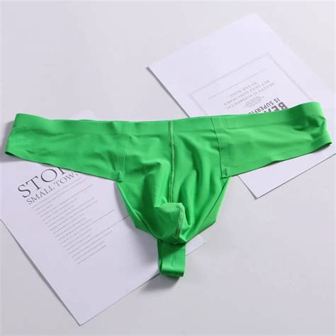 Mens Sexy Thongs Seamless Ice Silk Bikini Briefs