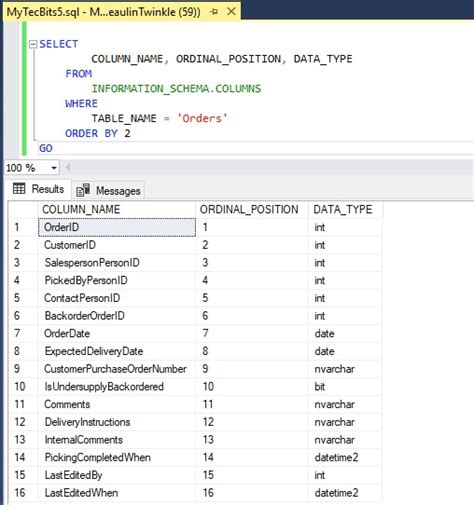 How To Check Table Column Name In Sql Server