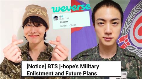 Jhope Military Enlistment Bighit Notice J Hope Joins Jin Military