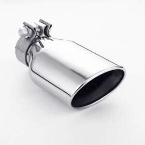 Clamp On Oval Exhaust Tip Resonated Stainless Steel Angle Cut