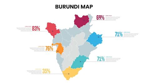 Moderno mapa de Burundi Template de infografía en porcentaje Mapa