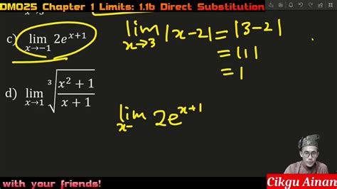 DM025 Chapter 1 1 1b How To Find Limits By Direct Substitution YouTube