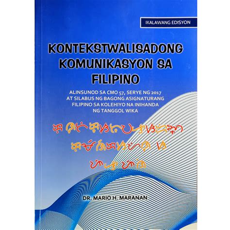 Kontekstwalisadong Komunikasyon Sa Filipino Ikalawang Edisyon 2nd Edition Mario Maranan