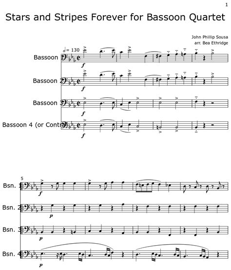 Stars And Stripes Forever For Bassoon Quartet Sheet Music For Bassoon