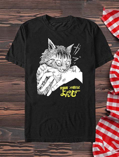 Junji Ito S Cat Diary Yon Mu Bite Classic Black T Shirt Etsy