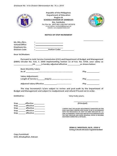 Notice of Step Increment | PDF | Justice | Crime & Violence