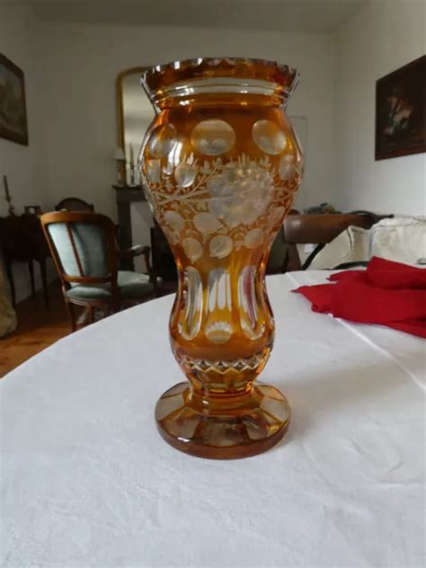 Ancien Grand Vase En Cristal De Boheme Eme Old Big Bohemia Crystal