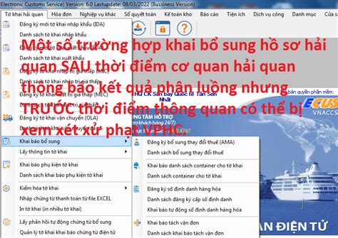 MỘT SỐ TRƯỜNG HỢP KHAI BỔ SUNG TỜ KHAI HẢI QUAN CÓ THỂ ĐƯỢC XEM XÉT XỬ