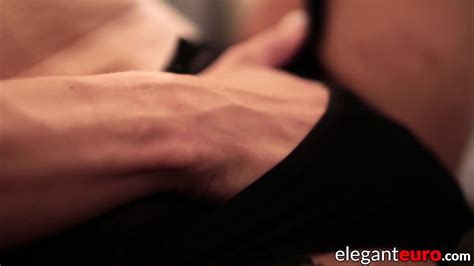 Elegant Euro Babe In Stockings Stuffs Her Ass With A Dildo