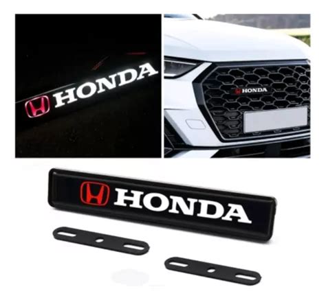 Moldura Carro Luz Led Acende Grade Frente Logo Emblema Honda