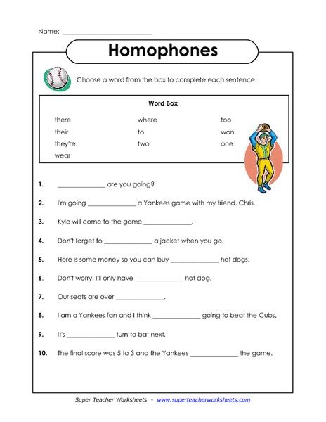 Homophones Worksheet For 5th 8th Grade Lesson Planet