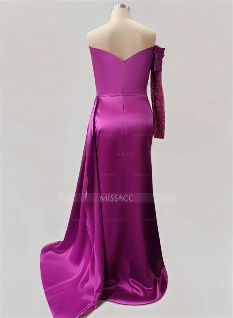 Sheathcolumn One Shoulder Long Sleeves Prom Dresses With Sequins Missacc