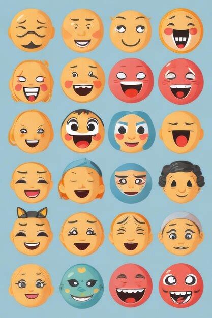 Premium AI Image | emoji face 2d vector stickers set