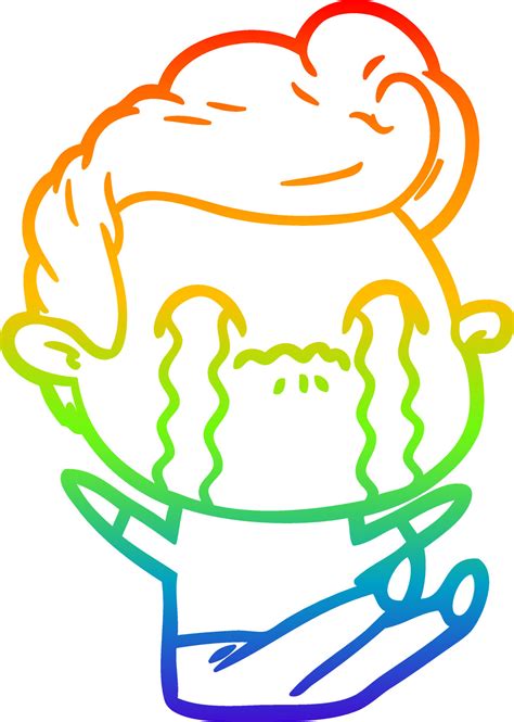 regenbooggradiënt lijntekening cartoon man huilen 9986973 Vectorkunst